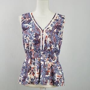 Francesca's Ember Paisley Print Sleeveless Blouse